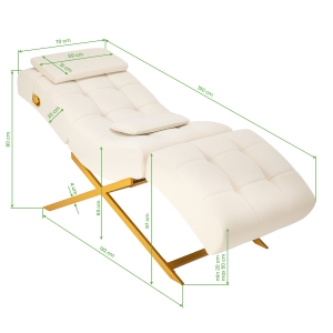 Sillon Umbra white eyelash treatment chair with gold base (155739)