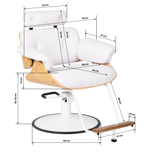 Hairdressing chair Gabbiano Florencja in white with a white base (155653)