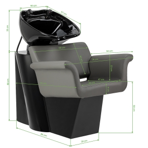 Hairdressing wash unit Gabbiano Lucca grey  (154156)