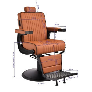 Gabbiano Levi barber chair with black frame brown without stitching at the back (154191)