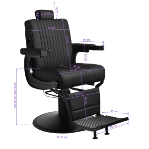 Gabbiano Levi barber chair with black frame black without stitching at the back (154190)