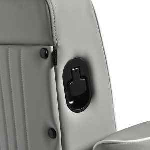 Gabbiano Levi barber chair with black frame gray with stitching at the back (155574)