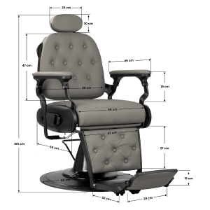 Barber chair Gabbiano Francesco grey with a black base (155769)