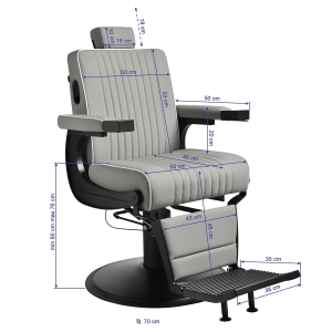 Gabbiano Levi barber chair with black frame gray without stitching at the back (154192)