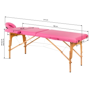Folding massage table wooden Activ Fizjo comfort 2 segment pink