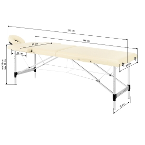 BALANCE aluminium folding massage table 2 segment cream (155270)