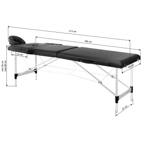 BALANCE aluminium folding massage table 2 segment black (155271)