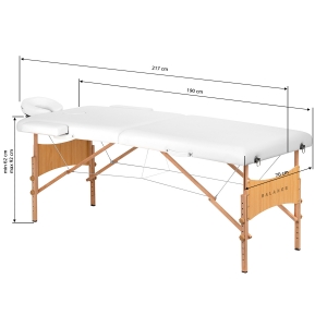 BALANCE wooden folding massage table 2 segment 190x70 white (155279)