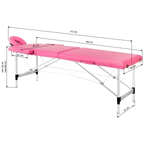 BALANCE aluminium folding massage table 2 segment pink (155282)