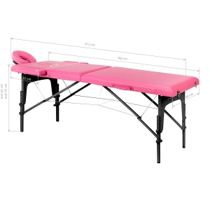 BALANCE wooden folding massage table 2 segment pink and black  (155283)