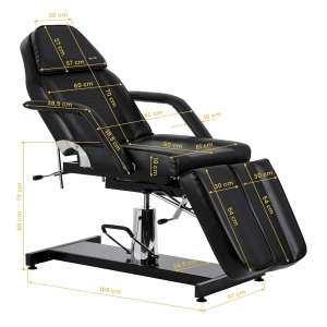 Hydraulic pedicure beauty chair Sillon 210 with rocking function and split footrest black (155680)