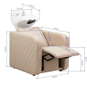Electric hairdressing wash unit with massage function Gabbiano Sylvia Plus beige (155839)