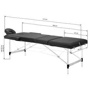 BALANCE aluminium folding massage table 3 segment black (155275)