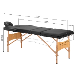 BALANCE wooden folding massage table 3 segment 190x70 black (155280)