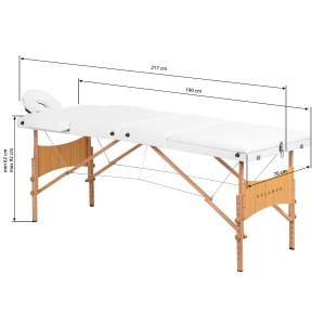 BALANCE wooden folding massage table 3 segment 190x70 white (155281)