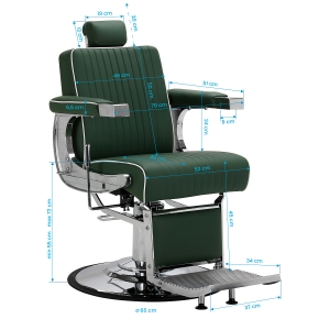 Gabbiano Visionerio barber chair green chrome frame (155243)