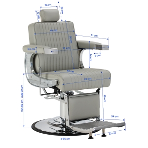 Gabbiano Visionerio barber chair grey chrome frame (155246)