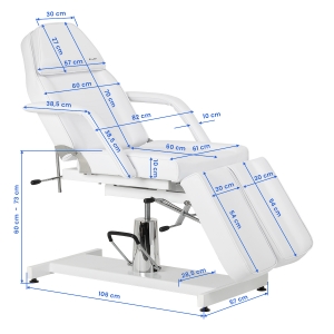 Hydraulic pedicure beauty chair Sillon 210 with rocking function and split footrest white (155703)