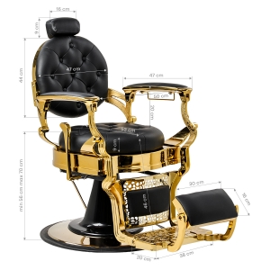 Barber chair Gabbiano Niccolo black with gold base (155917)