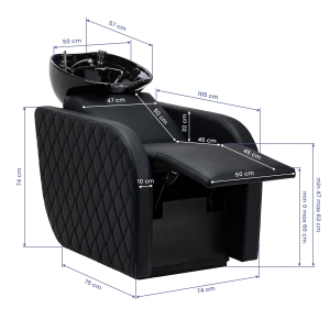 Electric hairdressing wash unit with massage function Gabbiano Ines black (155871)