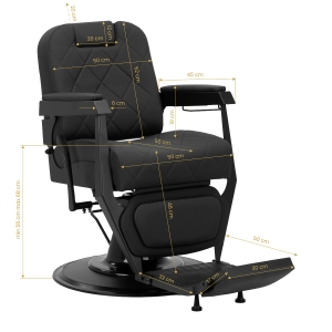 Gabbiano barber chair Bruno with black frame Black  (153407)