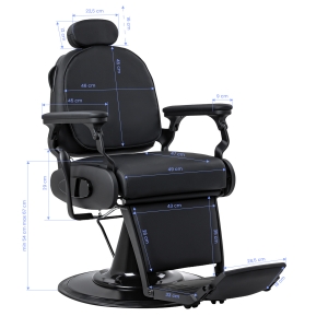 Barber chair with massage function Gabbiano Francesco black with a black base (155874)
