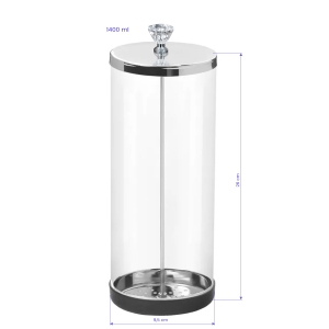 Glass container for disinfecting tools, 1400ml (122560)