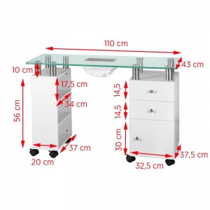 Glass desk with 013b absorber, white (104551)