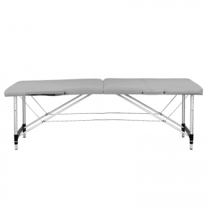 Folding massage table, aluminum, 2-section, gray, comfort (130826)