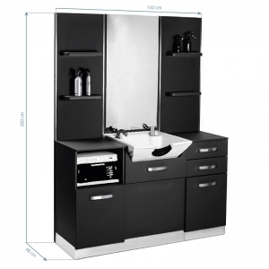 Gabbiano b085 barber console with wash basin black (132990)