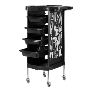 GABBIANO HAIRDRESSER TROLLEY X11-9 BLACK GRAPHICS (142964)