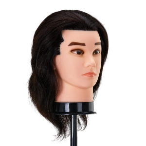 Gabbiano WZ3 hairdressing training head, natural hair, color 1#, length 8" (148405)