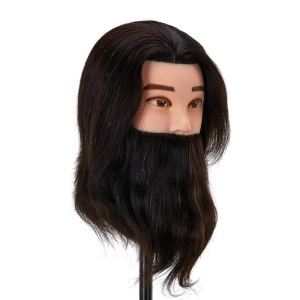 Gabbiano WZ4 training head with beard, natural hair, color 1#, length 8"+6" (148407)