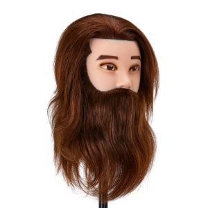 Gabbiano WZ4 training head with beard, natural hair, color 4#, length 8"+6" (148408)