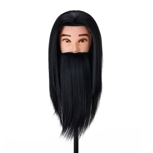 Gabbiano WZ4 training head with beard, synthetic hair, color 1#, length 8"+6" (148409)
