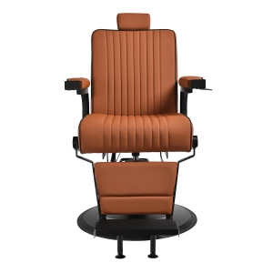Gabbiano Levi barber chair with black frame brown without stitching at the back (154191)