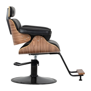 Hairdressing chair Gabbiano Florencja in black and walnut with a black base (155651)