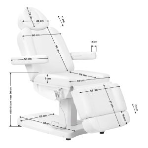 Electric cosmetic chair Azzurro 803D 3-motors white (148393)