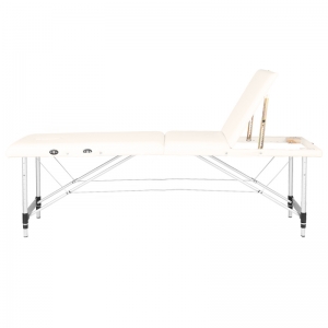 Folding massage table, aluminum comfort, 3-section cream (130790)