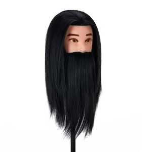 Gabbiano WZ4 training head with beard, synthetic hair, color 1#, length 8"+6" (148409)