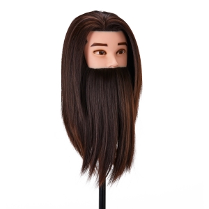 Gabbiano WZ4 training head with beard, synthetic hair, color 4#, length 8"+6" (148410)