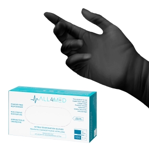 All4med disposable diagnostic nitrile gloves black S 10x100 pieces (122930)