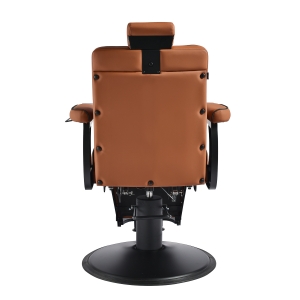 Gabbiano Levi barber chair with black frame brown without stitching at the back (154191)