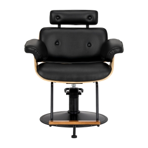 Hairdressing chair Gabbiano Florencja in black and walnut with a black base (155651)