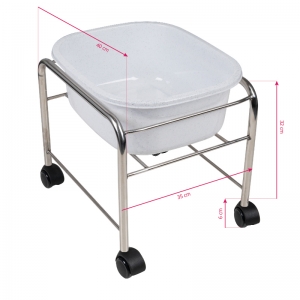 Straight pedicure tray with chrome wheels (131508)
