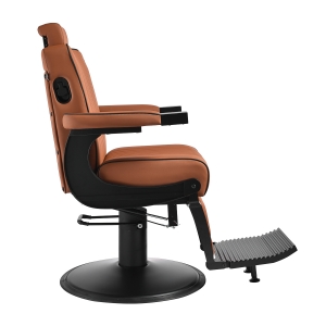 Gabbiano Levi barber chair with black frame brown without stitching at the back (154191)