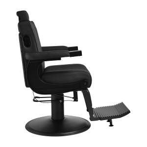 Gabbiano Levi barber chair with black frame black without stitching at the back (154190)