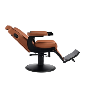 Gabbiano Levi barber chair with black frame brown without stitching at the back (154191)