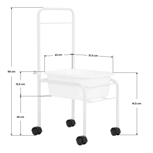White pedicure tray on wheels (126397)