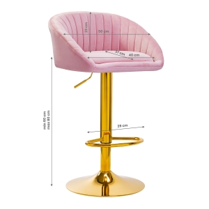 4Rico Bar Hocker QS-B16G pink velvet (150120)